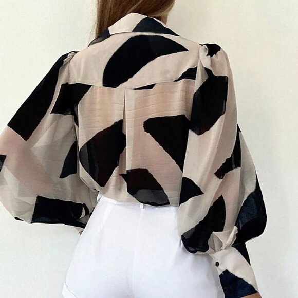 Women's Allover Print Button Front Shirt - Picture 2 of 4